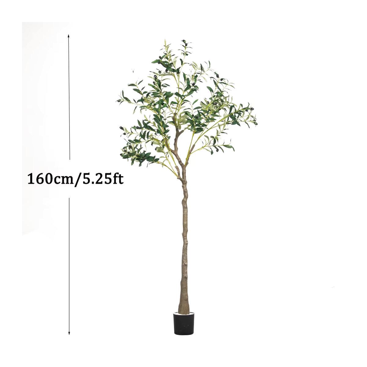 Künstliche Olivenpflanze von Kmitang in Grün mit Topf, hoher Kunstbaum für Zuhause, Garten, Büro und Hochzeitsdekoration, Höhe: 160 cm - Bild 5