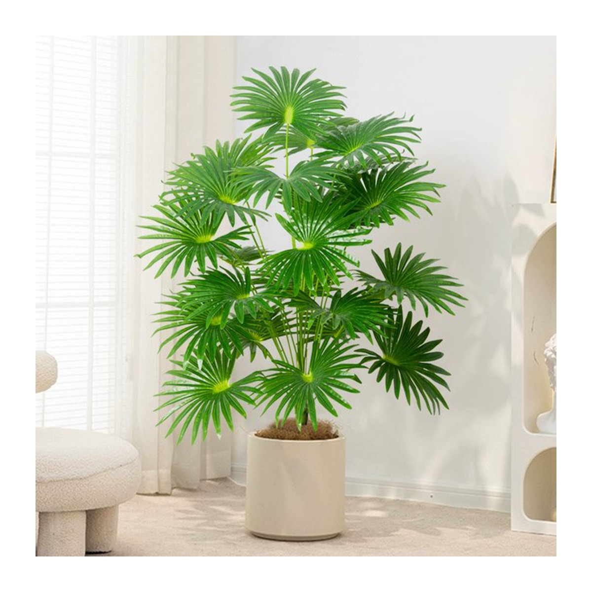 Künstliche Palme Kmitang in Grün, tropische Monstera-Pflanze aus Kunststoff mit Topf für Zuhause und Outdoor-Dekoration, Höhe: 55 cm bis 95 cm - Bild 1