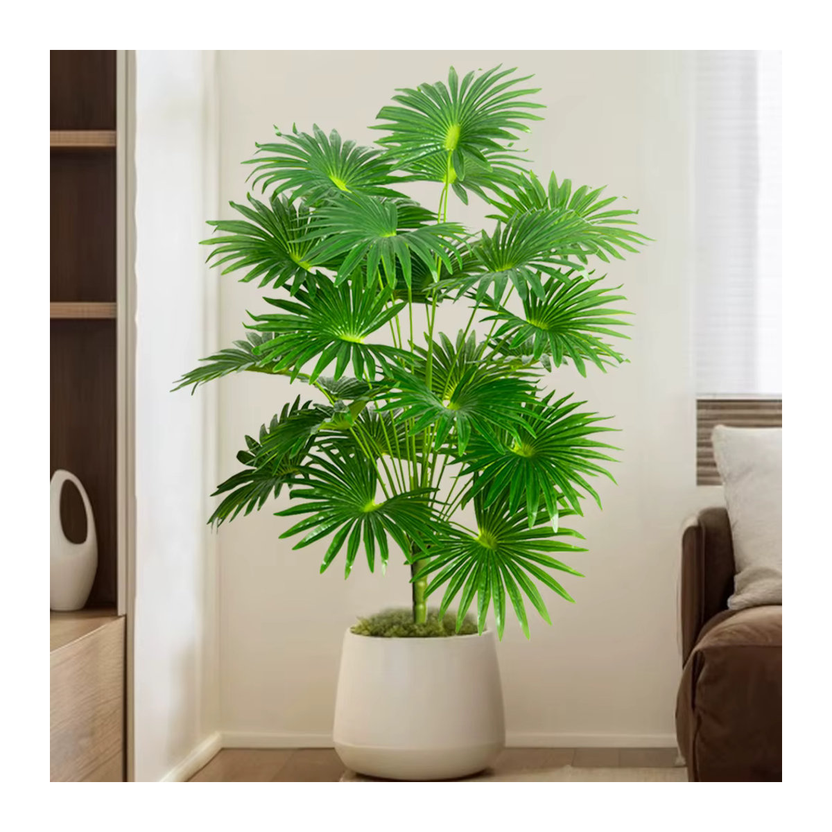 Künstliche Palme Kmitang in Grün, tropische Monstera-Pflanze aus Kunststoff mit Topf für Zuhause und Outdoor-Dekoration, Höhe: 55 cm bis 95 cm - Bild 2