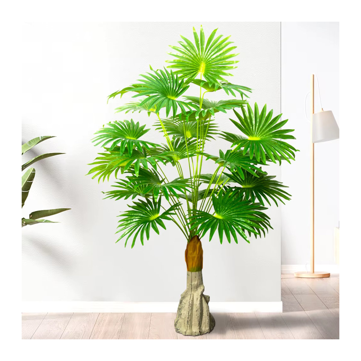 Künstliche Palme Kmitang in Grün, tropische Monstera-Pflanze aus Kunststoff mit Topf für Zuhause und Outdoor-Dekoration, Höhe: 55 cm bis 95 cm - Bild 4