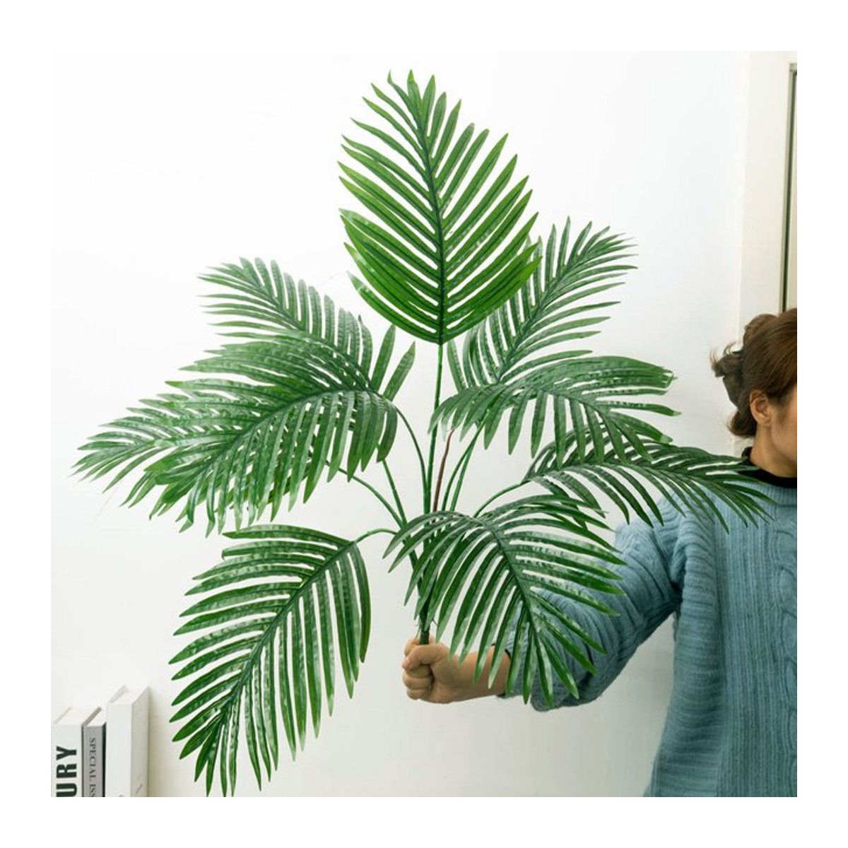 Künstliche Palme Kmitang in Grün, tropischer Pflanzenzweig mit Monstera-Blättern aus Kunststoff, Höhe: 67–85 cm - Bild 1