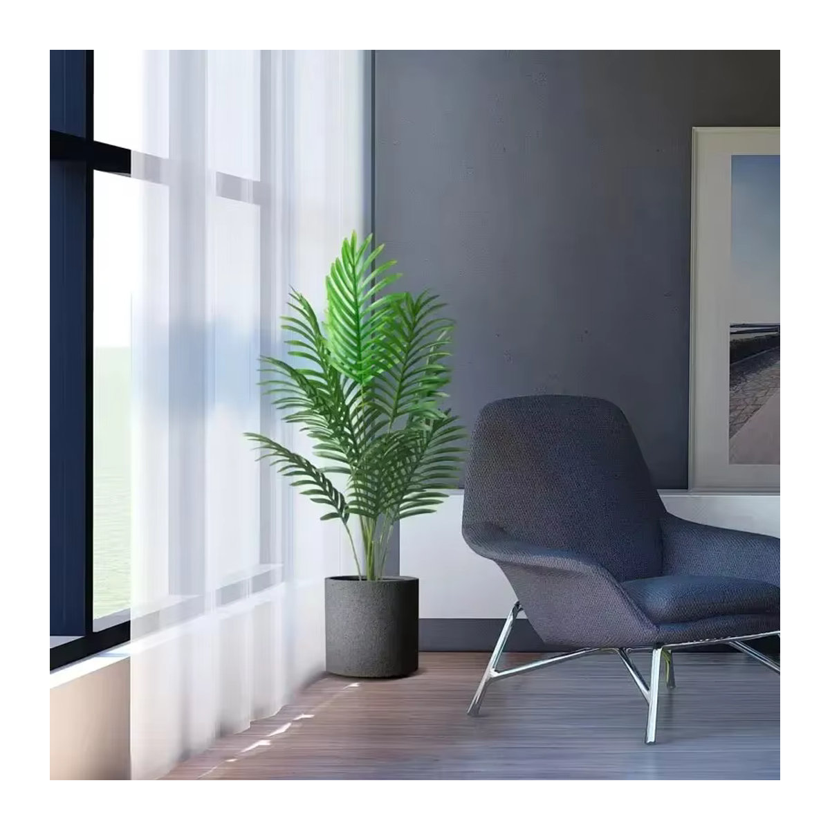 Künstliche Palme von Kmitang in Grün als dekorative Topfpflanze für Haus und Garten - Bild 2