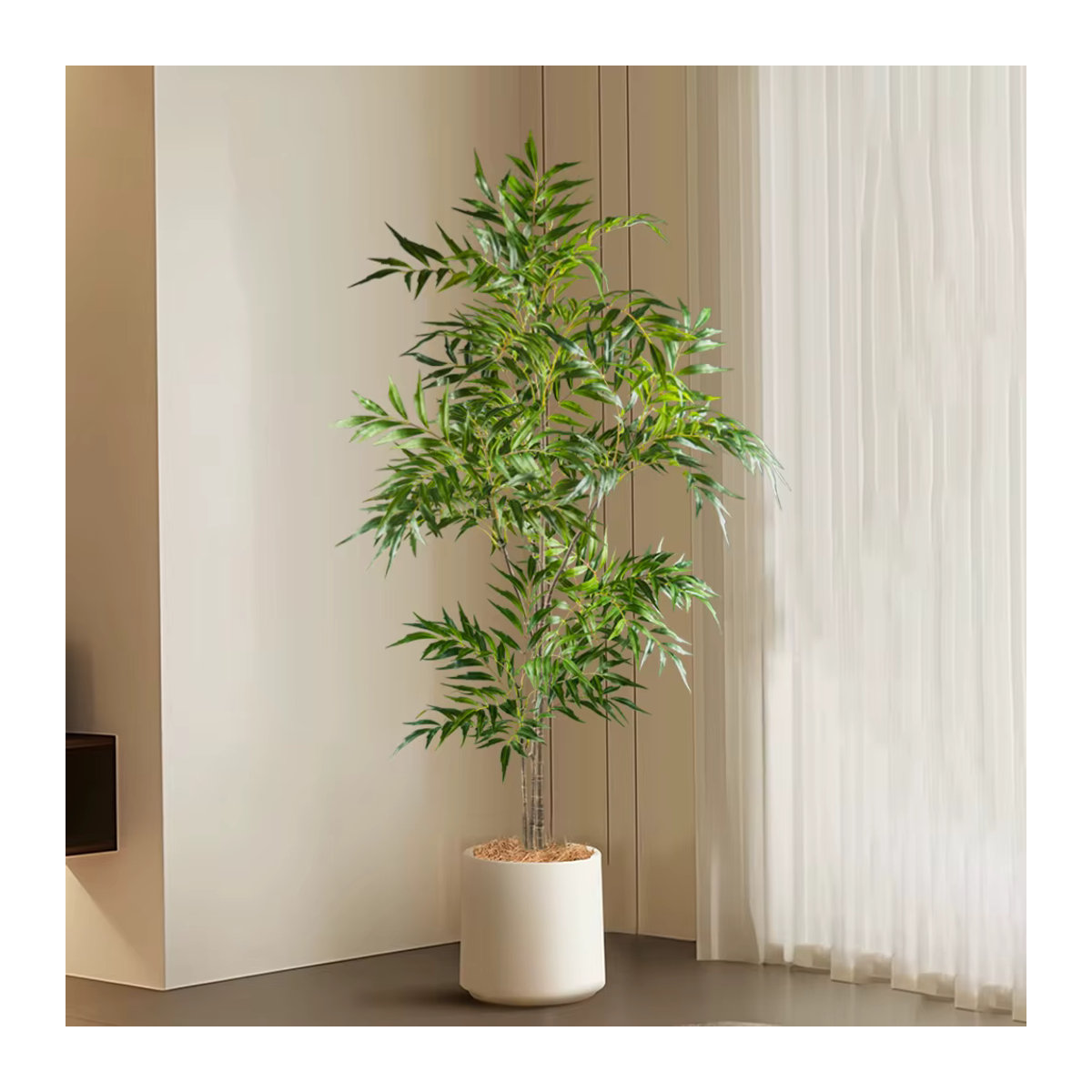 Künstliche Palme von Kmitang in Grün, Topfpflanze aus Kunststoff mit Nandina-Blättern, Höhe: 78 bis 140 cm - Bild 2