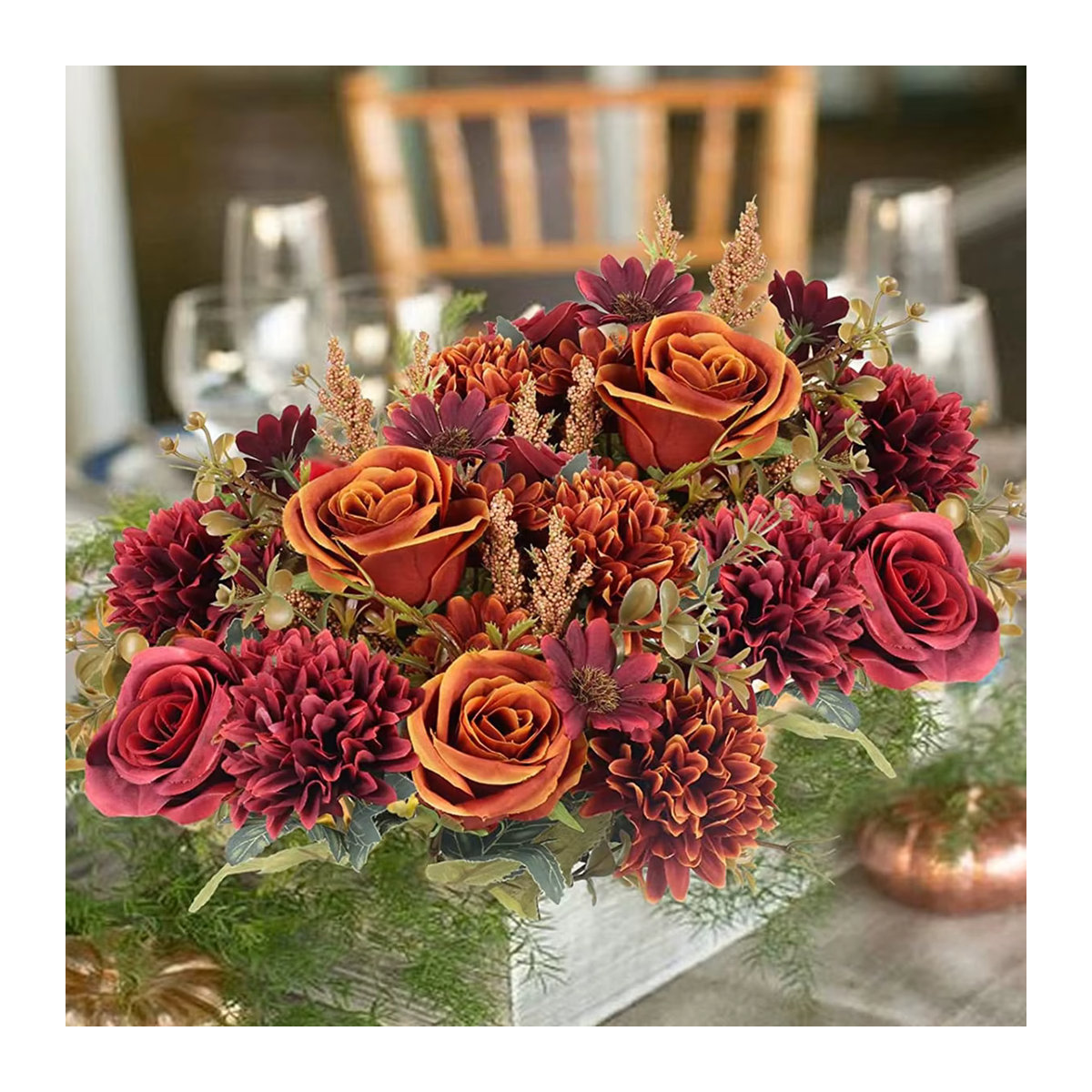 Künstliche Pfingstrosen von smr in Orange und Mehrfarbig als florale Textil-Dekoration für Hochzeit, Weihnachten und Garten - Bild 2