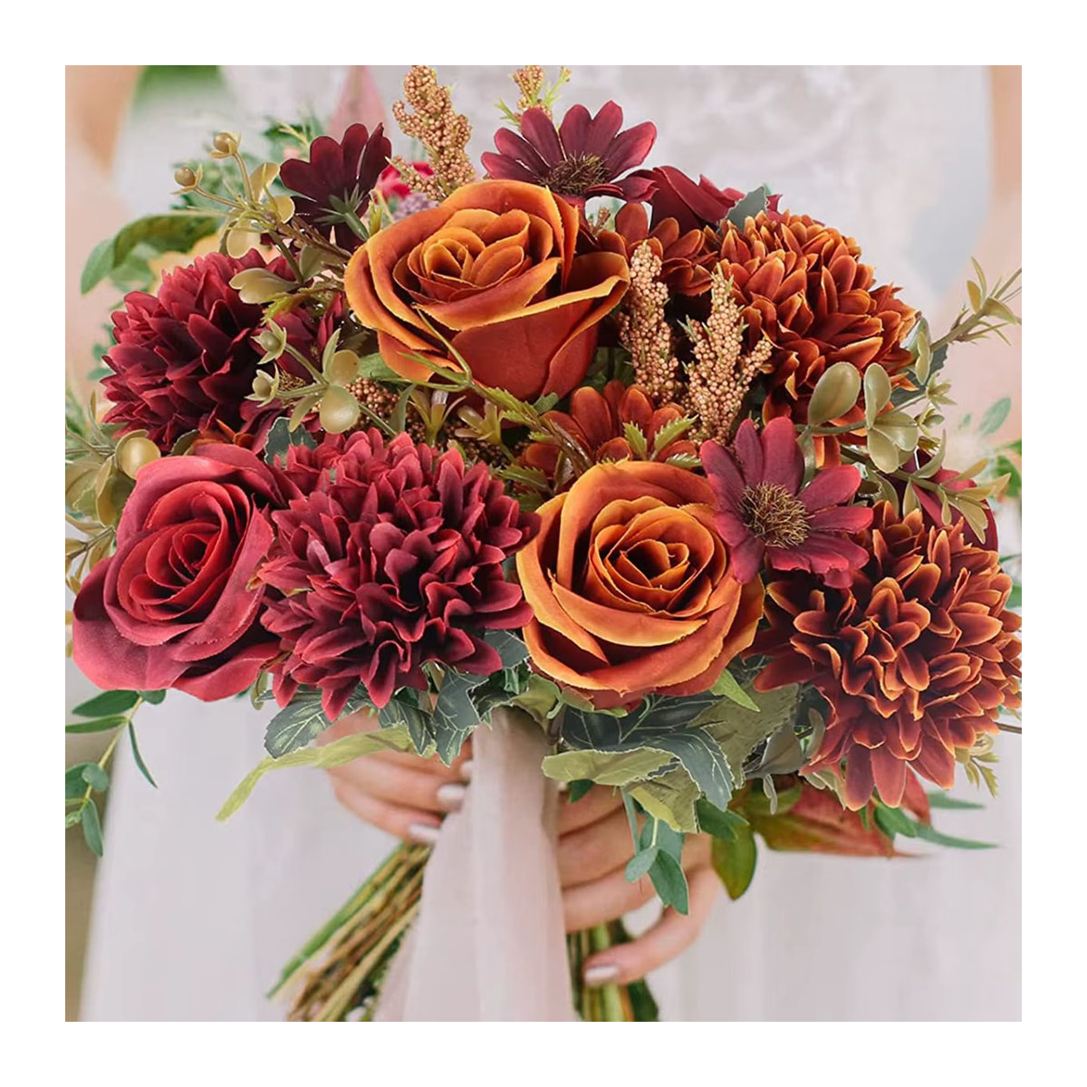 Künstliche Pfingstrosen von smr in Orange und Mehrfarbig als florale Textil-Dekoration für Hochzeit, Weihnachten und Garten - Bild 4