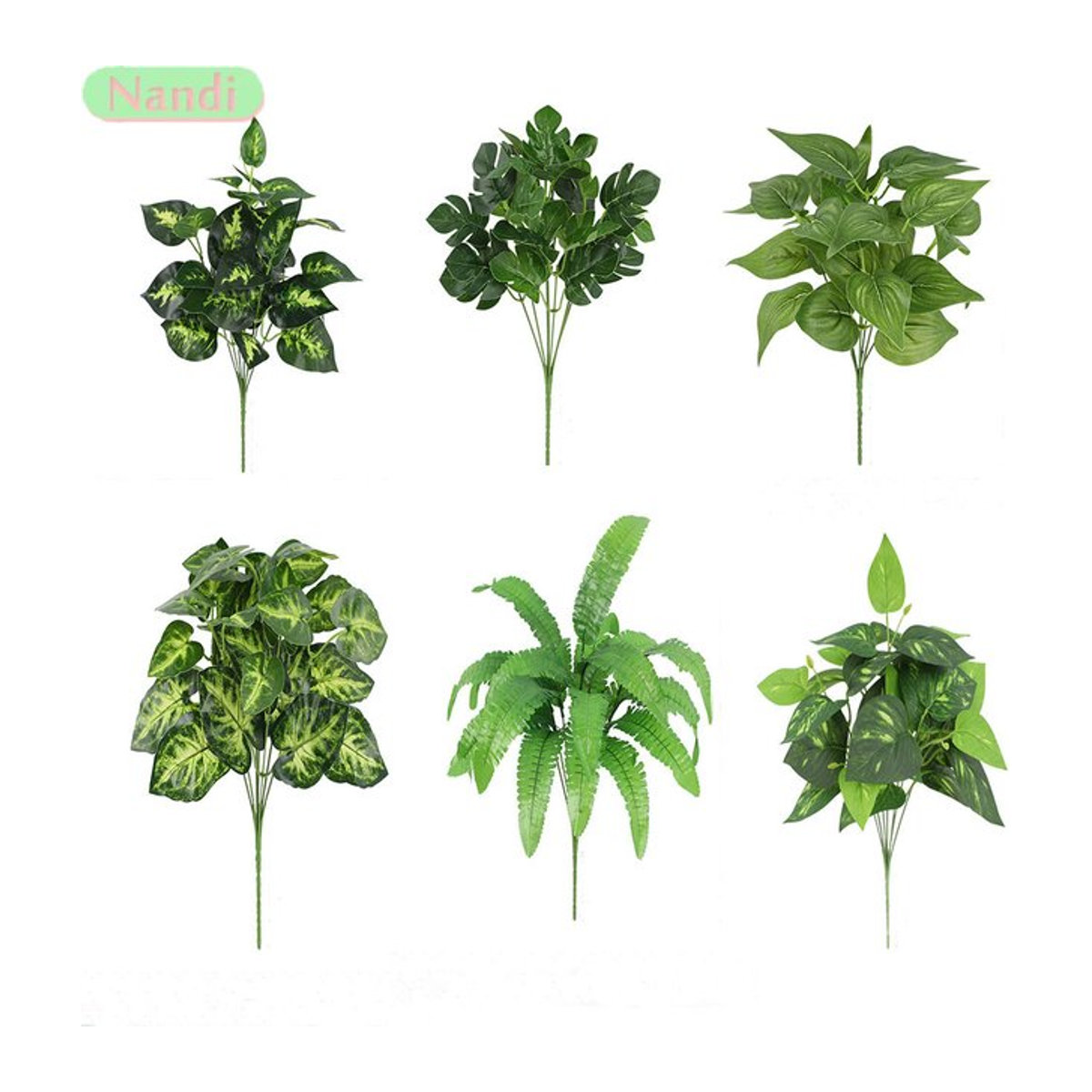 Künstliche Pflanze Nandi Dieffenbachia in Grün aus Kunststoff für Wohnzimmer und Garten - Bild 1