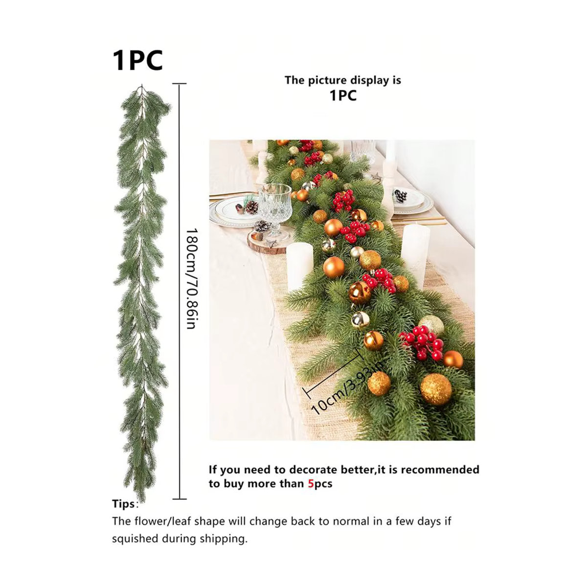 Künstliche Rattan-Girlande in Grün für Weihnachtsdekoration und Gartenparty - Bild 3