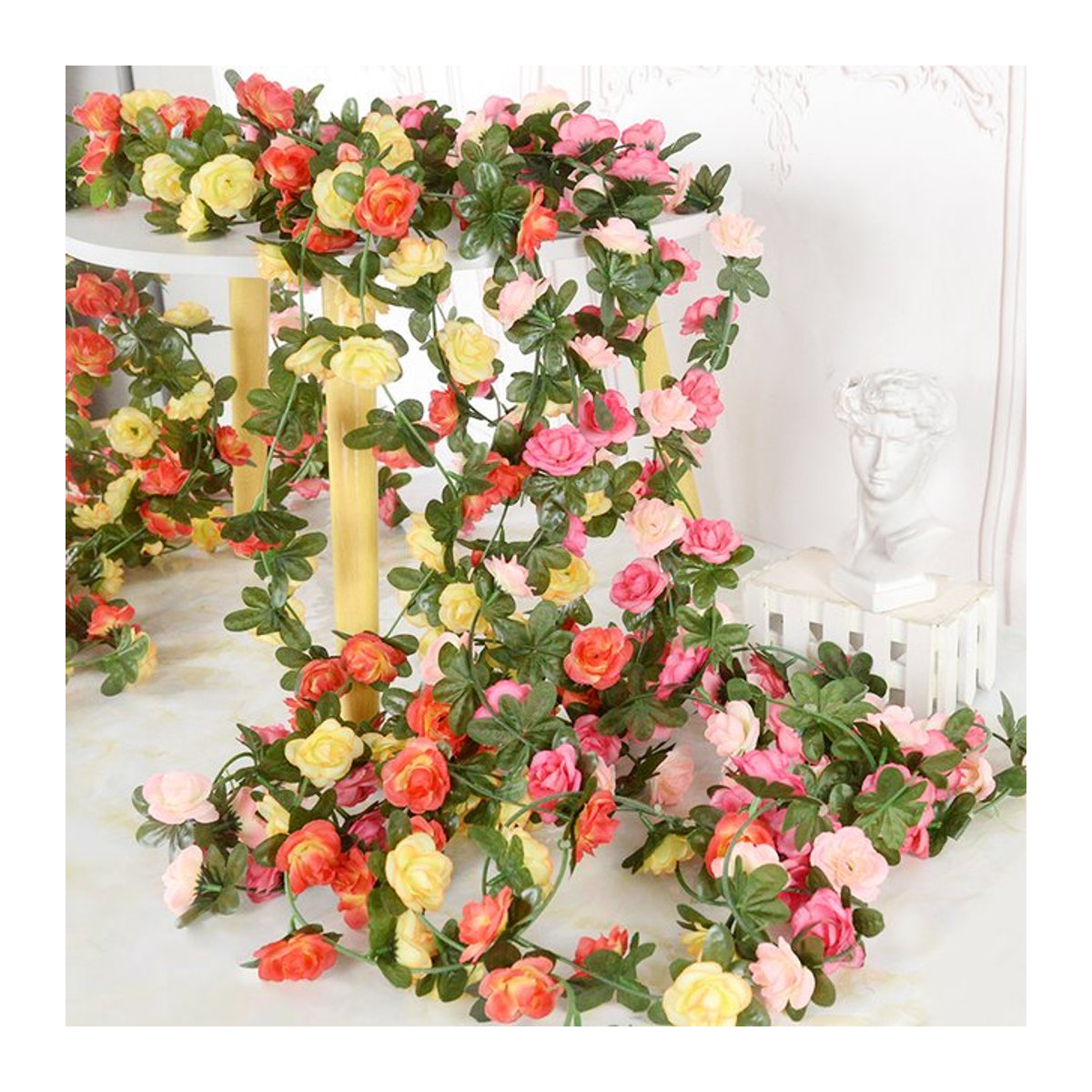 Künstliche Rosen-Girlande aus Seide in Multicolor für Hochzeit, Party und Wanddekoration - Bild 1