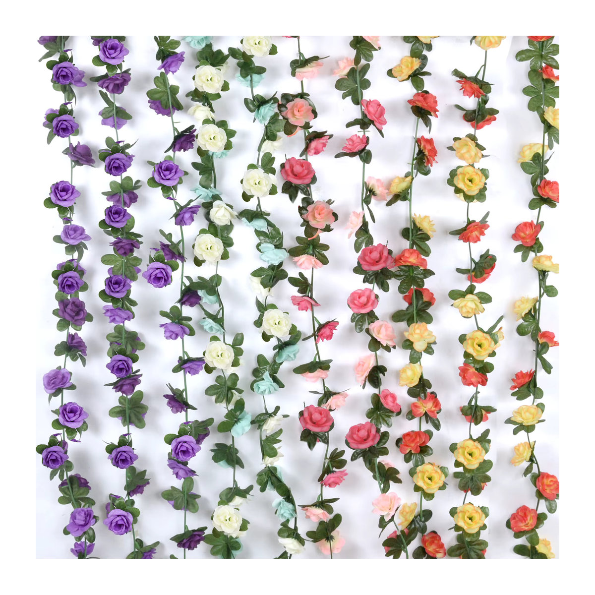 Künstliche Rosen-Girlande aus Seide in Multicolor für Hochzeit, Party und Wanddekoration - Bild 2