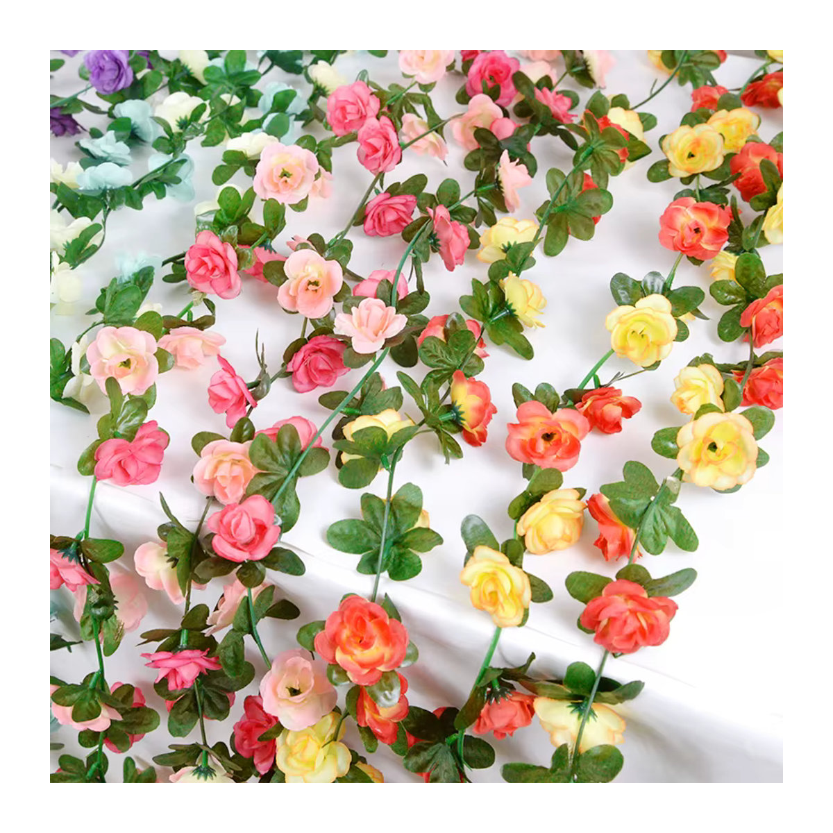 Künstliche Rosen-Girlande aus Seide in Multicolor für Hochzeit, Party und Wanddekoration - Bild 3