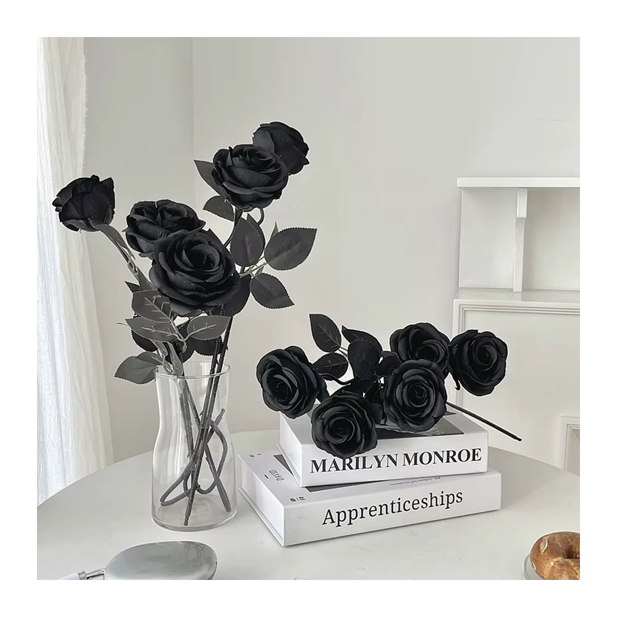 Künstliche schwarze Rose für Gothic und Halloween Dekoration, Höhe: 50 cm - Bild 3