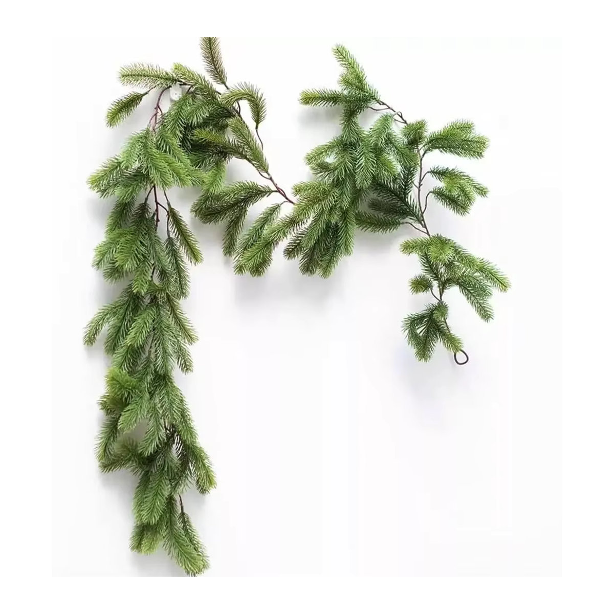 Künstliche Weihnachts-Girlande aus Kiefer und Rattan in Grün und Weiß, 180 cm Länge, ideal als hängendes Dekorationsornament für Weihnachten und Hochzeiten - Bild 6