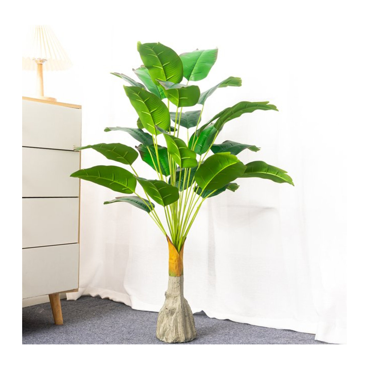 Künstlicher Bananenbaum Kmitang mit 24 Köpfen, Grüne Tropische Pflanze aus Kunststoff, Höhe: 100 cm - Bild 1