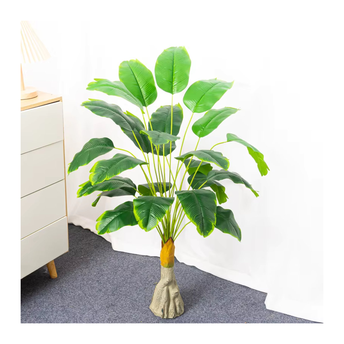 Künstlicher Bananenbaum Kmitang mit 24 Köpfen, Grüne Tropische Pflanze aus Kunststoff, Höhe: 100 cm - Bild 2