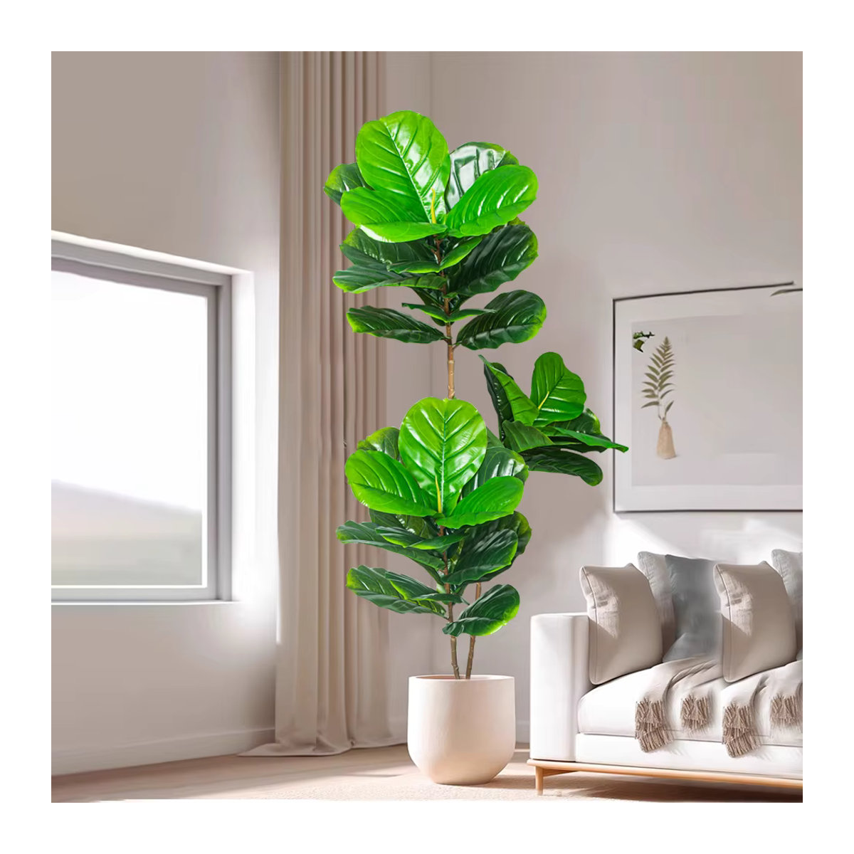Künstlicher Banyan-Baum von Kmitang in Grün, dekorative Ficus-Pflanze aus Kunststoff für Zuhause, Garten oder Büro, Höhe: 74 cm bis 165 cm - Bild 2
