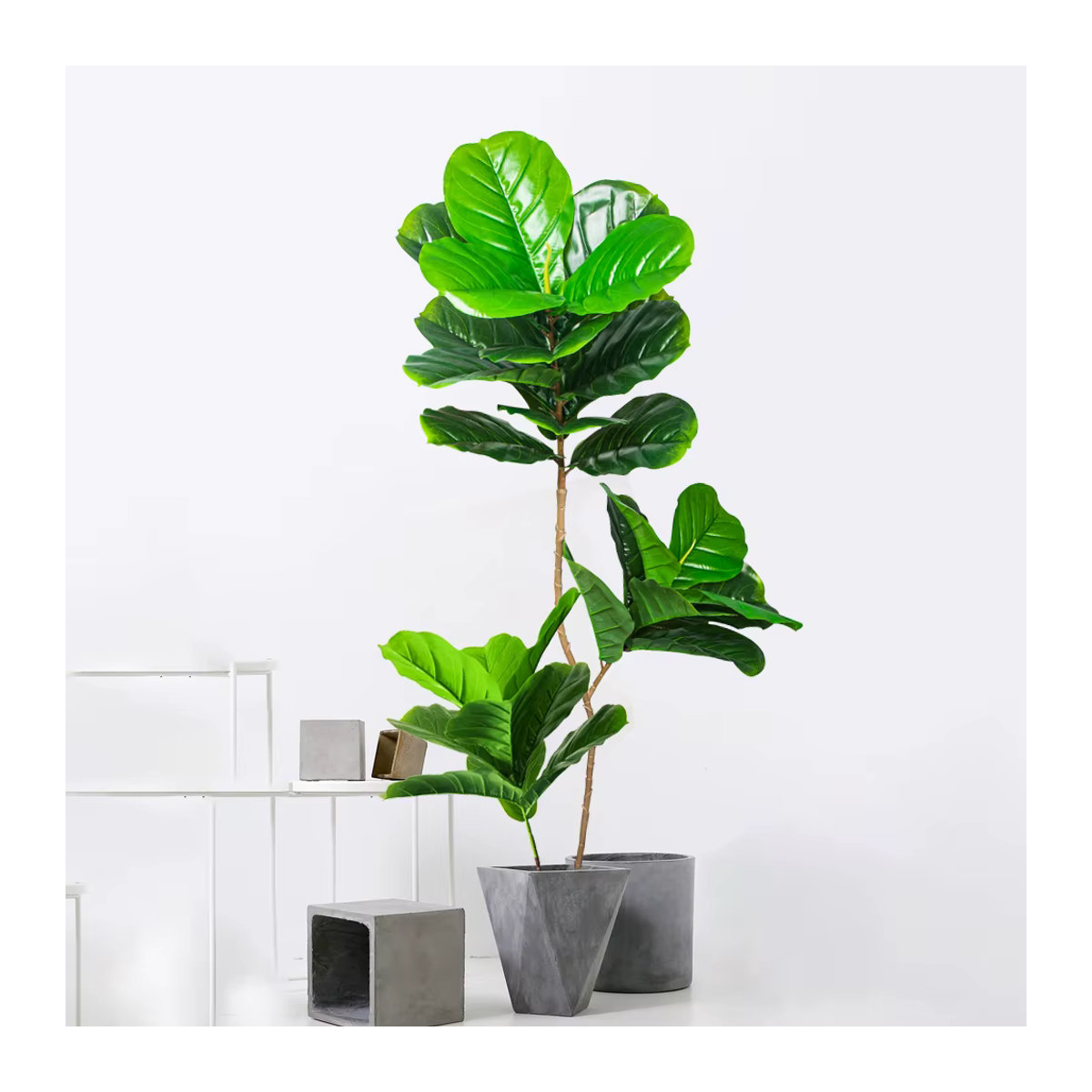 Künstlicher Banyan-Baum von Kmitang in Grün, dekorative Ficus-Pflanze aus Kunststoff für Zuhause, Garten oder Büro, Höhe: 74 cm bis 165 cm - Bild 4