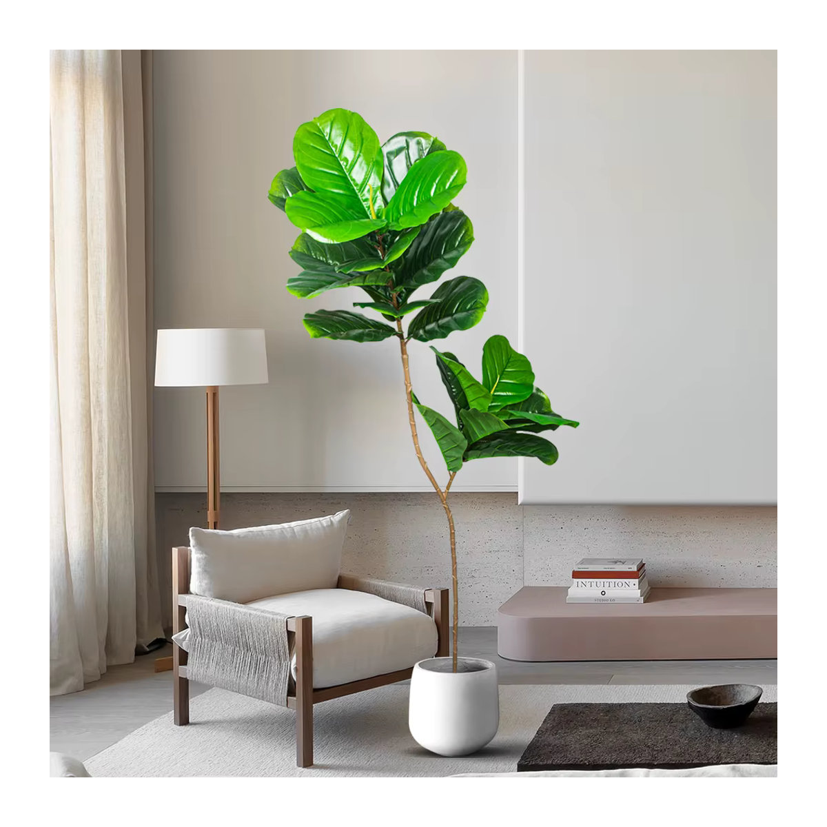 Künstlicher Banyan-Baum von Kmitang in Grün, dekorative Ficus-Pflanze aus Kunststoff für Zuhause, Garten oder Büro, Höhe: 74 cm bis 165 cm - Bild 5