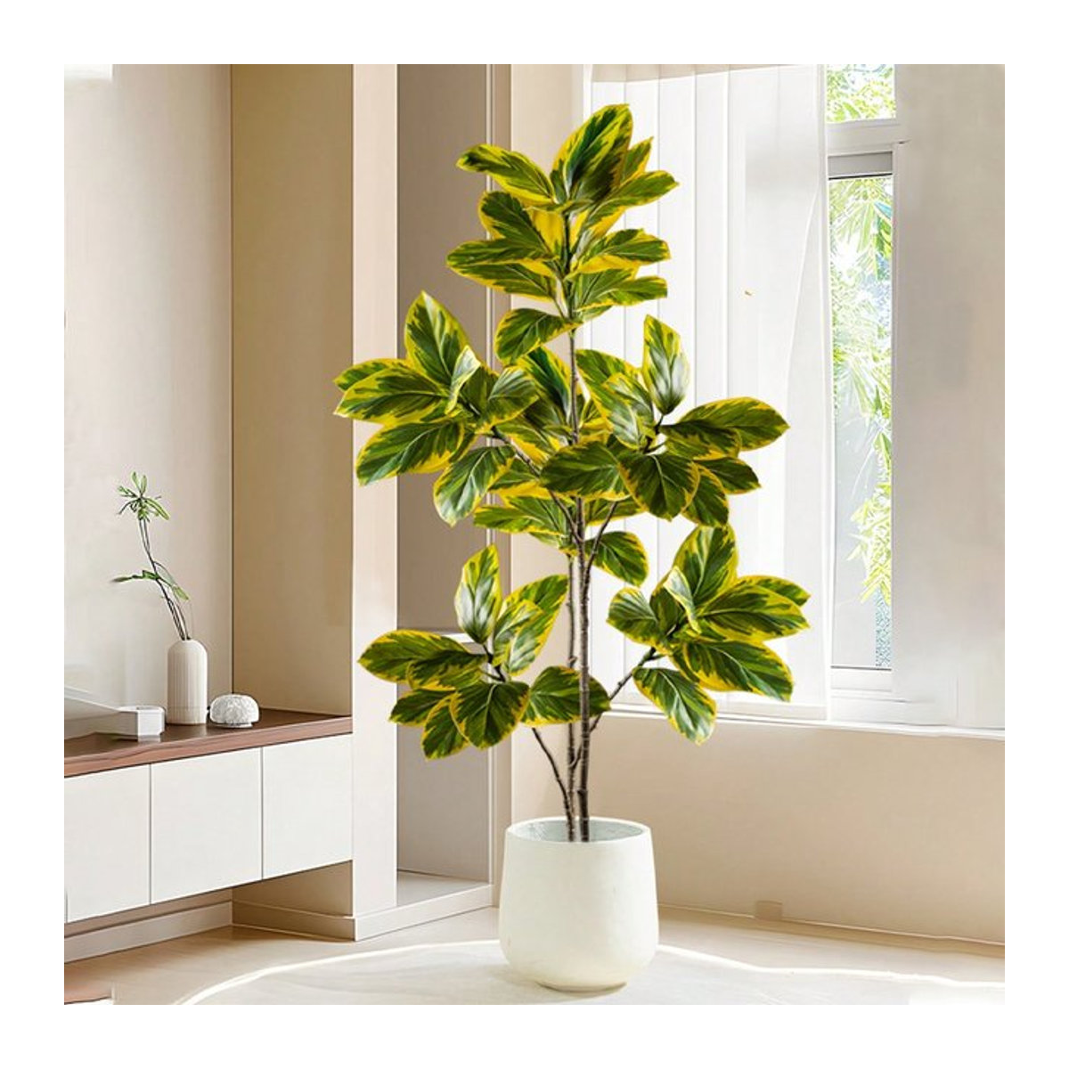 Künstlicher Banyan-Baum von Kmitang in Grün, künstliche Ficus-Pflanze für Zuhause, Büro oder Hochzeitsdekoration, Höhe: 70 cm bis 130 cm - Bild 1
