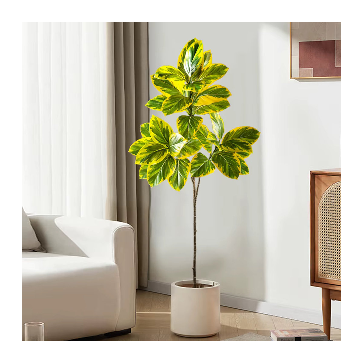 Künstlicher Banyan-Baum von Kmitang in Grün, künstliche Ficus-Pflanze für Zuhause, Büro oder Hochzeitsdekoration, Höhe: 70 cm bis 130 cm - Bild 3
