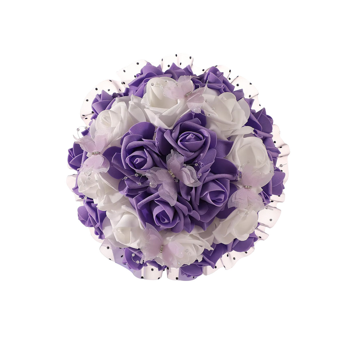 Künstlicher Brautstrauß TRUE LOVE GIFT in Lila und Weiß mit Schmetterlingen für Hochzeit und Brautjungfern - Bild 2