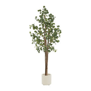 Künstlicher Eukalyptusbaum ML-Design in Grün und Braun mit Naturholzstamm, Höhe: 210 cm