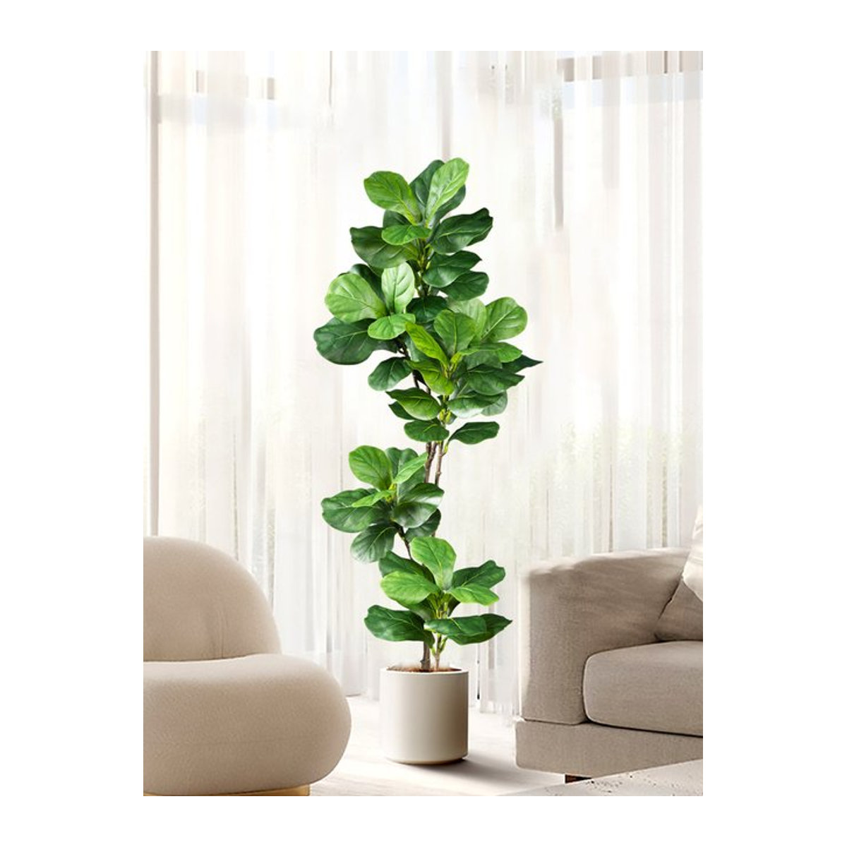 Künstlicher Ficus-Baum Kmitang in Grün, künstliche Gummipflanze aus Kunststoff für Innen- und Außendekoration, Höhe: 70 cm bis 135 cm - Bild 1