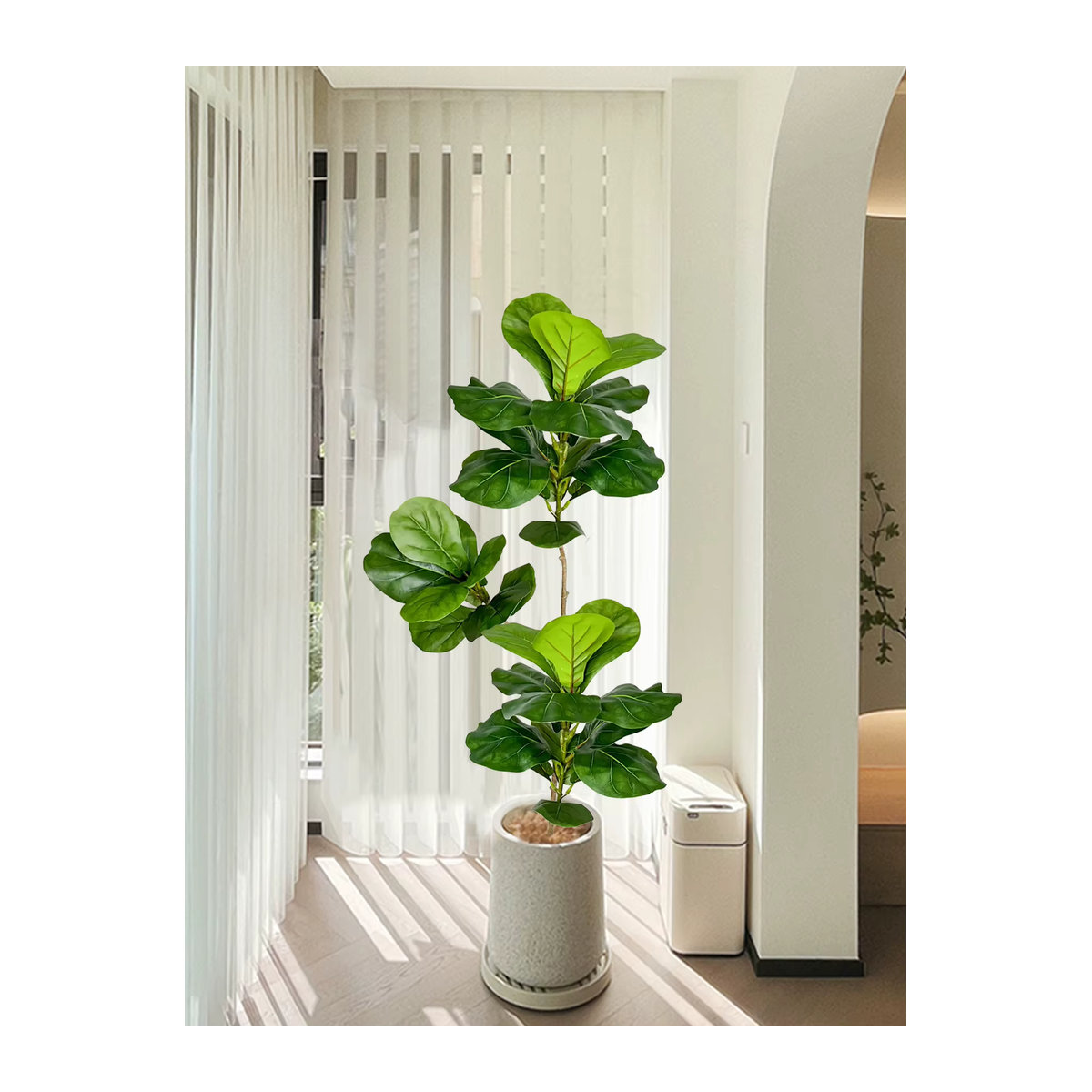 Künstlicher Ficus-Baum Kmitang in Grün, künstliche Gummipflanze aus Kunststoff für Innen- und Außendekoration, Höhe: 70 cm bis 135 cm - Bild 2