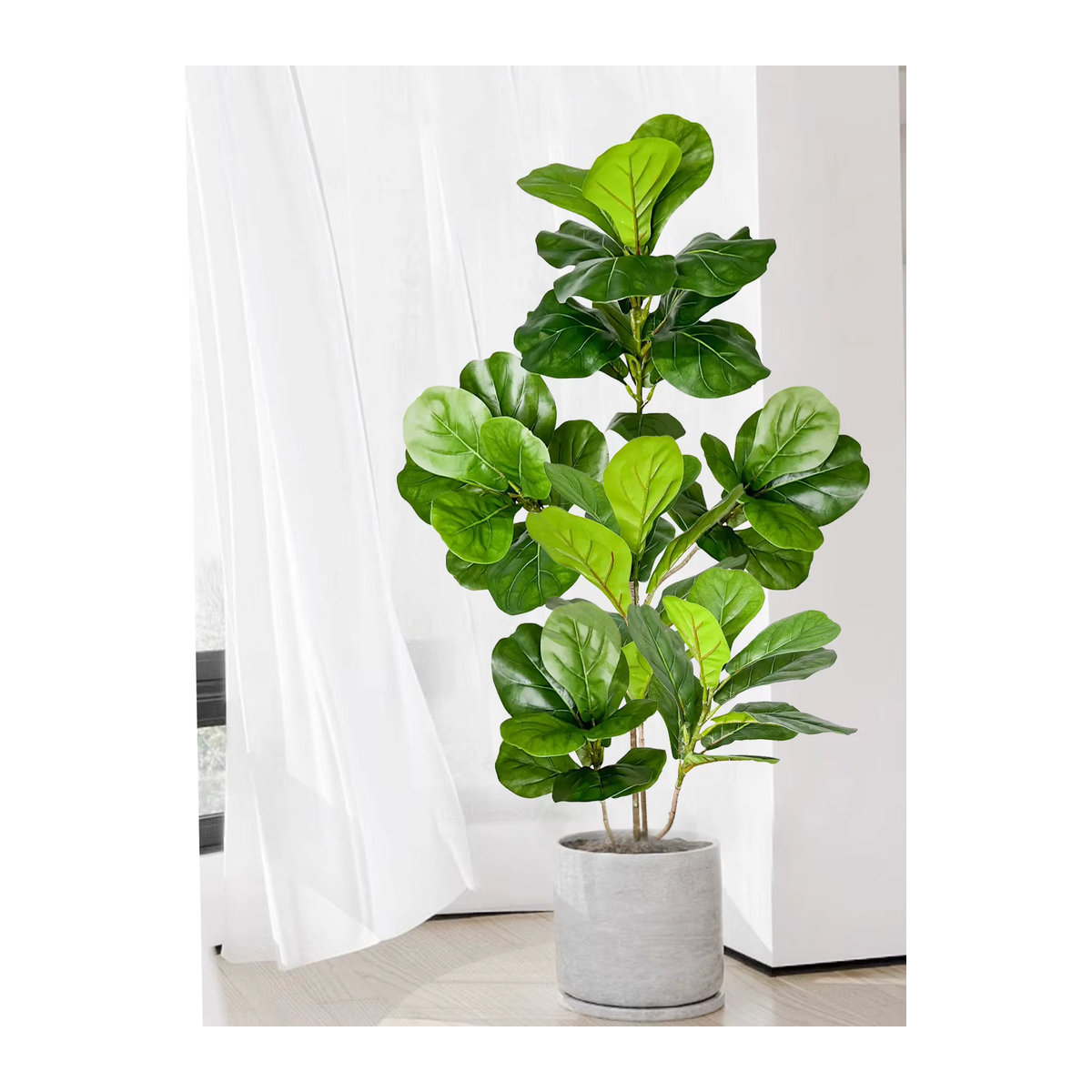 Künstlicher Ficus-Baum Kmitang in Grün, künstliche Gummipflanze aus Kunststoff für Innen- und Außendekoration, Höhe: 70 cm bis 135 cm - Bild 3