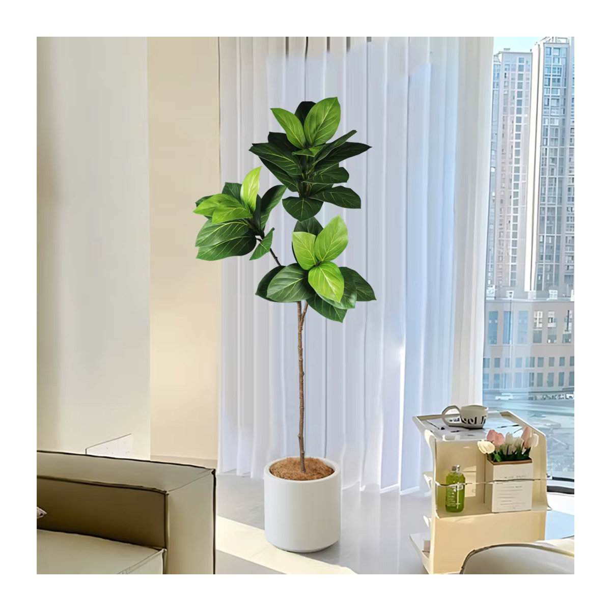 Künstlicher Ficus-Baum von Kmitang in Grün, dekorative Topfpflanze aus Kunststoff für Zuhause und Büro, Höhe: 70 cm - Bild 2