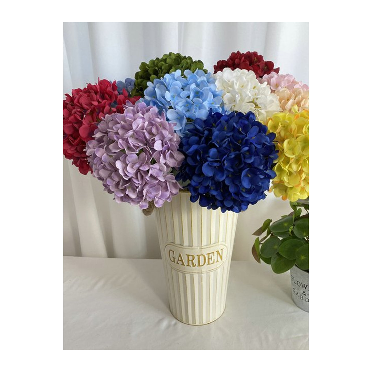 Künstlicher Hortensienstrauß von Uflower in Mehrfarbig, Textilblumen für Hochzeit und Wohnzimmer Dekoration, Höhe: 58 cm - Bild 1