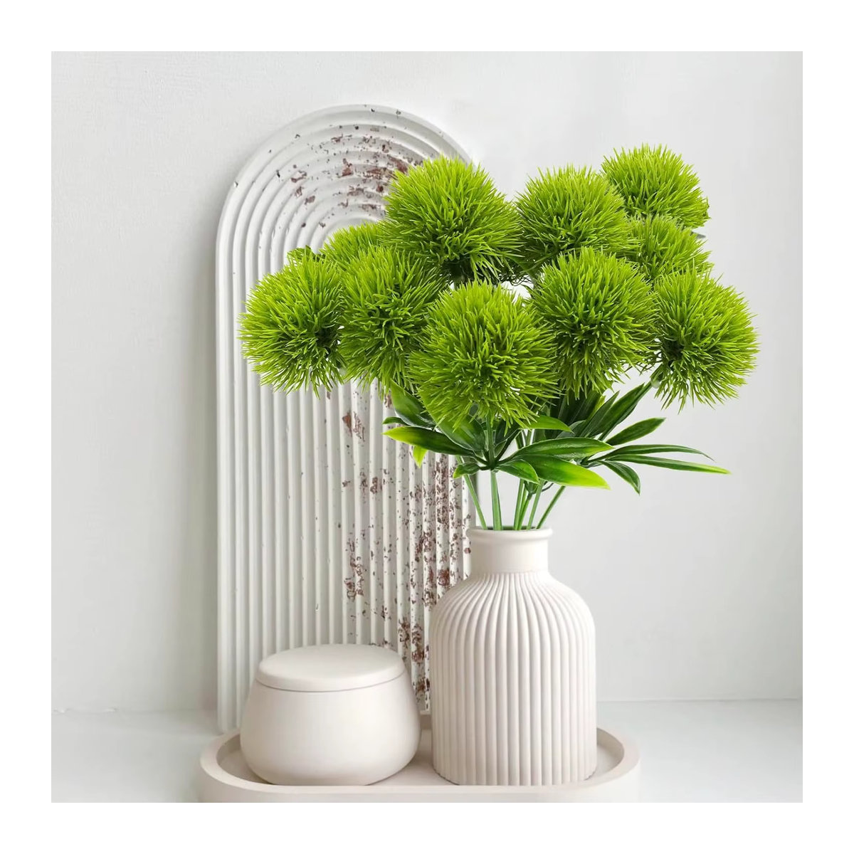 Künstlicher Löwenzahn Blumenstrauß in Grün für Garten, Hochzeit und Wohnzimmer Dekoration, 3 oder 7 Stück - Bild 2