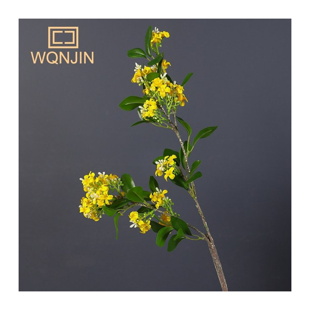 Künstlicher Osmanthus-Zweig von WQNJIN in Gelb und Grün zur Tischdekoration - Bild 1