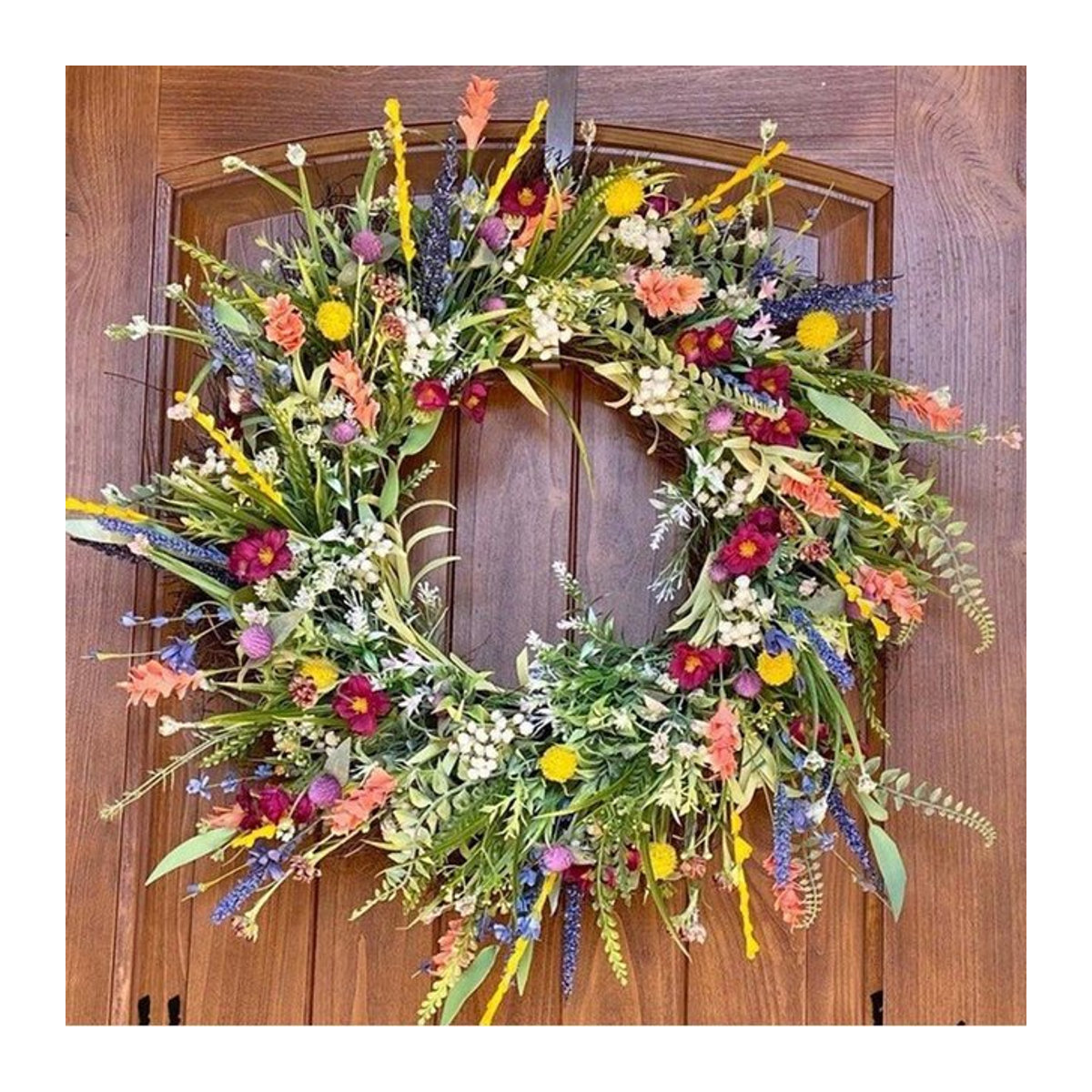 Künstlicher Wildblumen-Deko-Kranz von PHYUN-autoparts für Frühling und Sommer, Multicolor, Durchmesser: 50 cm - Bild 1