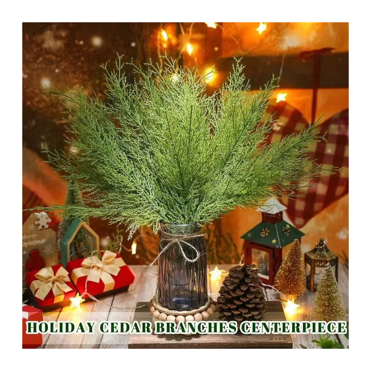 Künstlicher Zeder und Kiefer Zweig aus Kunststoff in Grün für deine Weihnachtsdekoration und DIY-Projekte - Bild 1