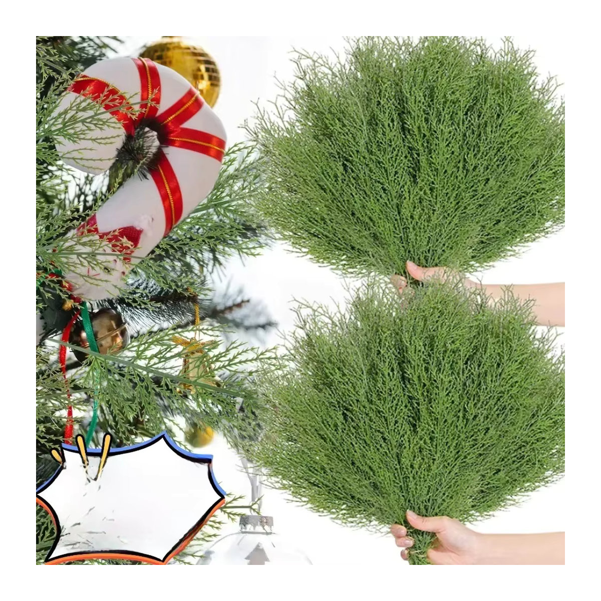 Künstlicher Zeder und Kiefer Zweig aus Kunststoff in Grün für deine Weihnachtsdekoration und DIY-Projekte - Bild 5