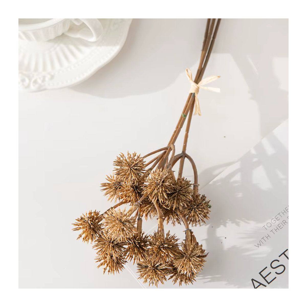 Künstliches Pflanzen-Bouquet Spike Ball von smr in Braun und Mehrfarbig für Vase und Dekoration - Bild 3