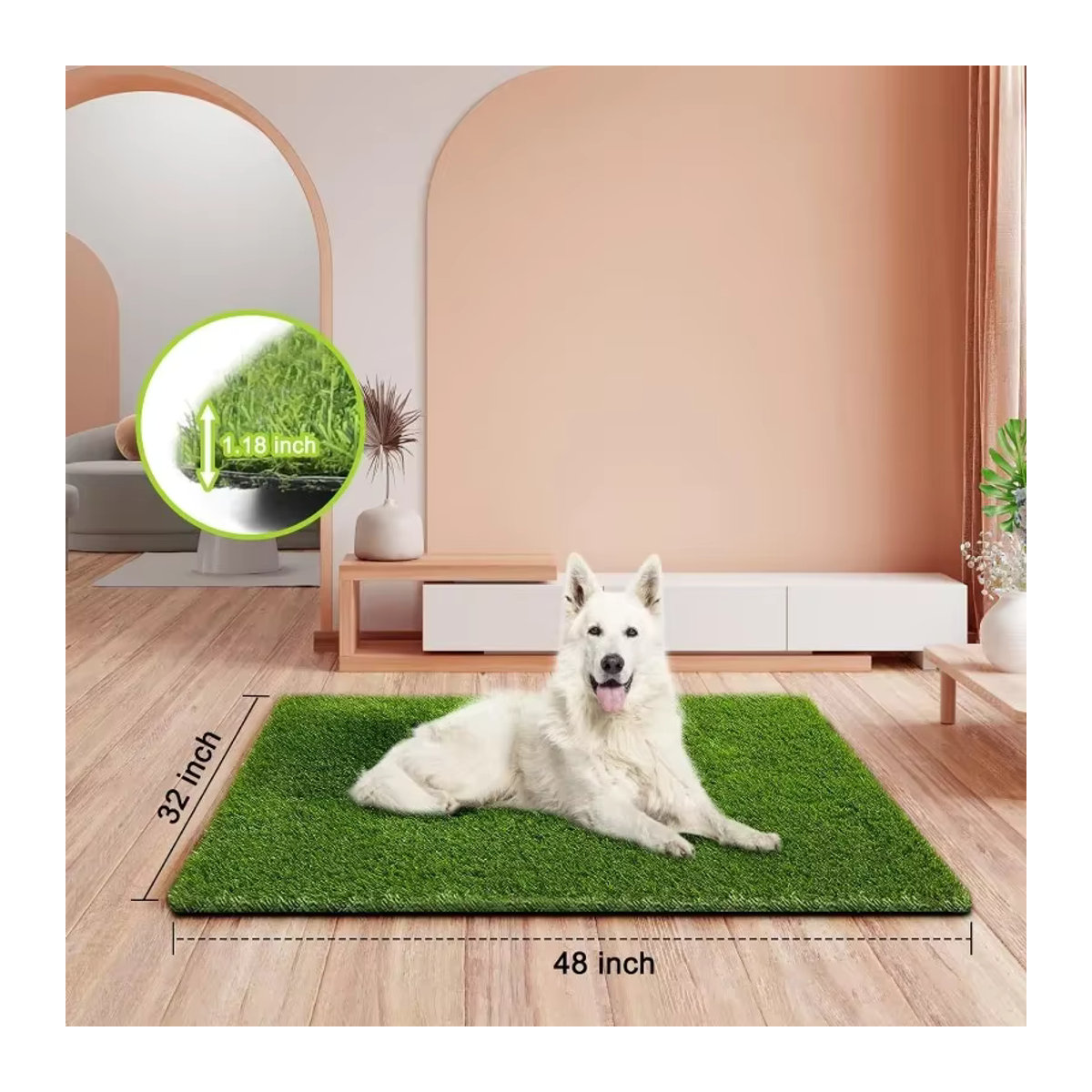 Kunstrasen-Teppich als dicker Outdoor-Teppich für Garten, Balkon und Hunde B/T: 60 x 40 cm - Bild 3