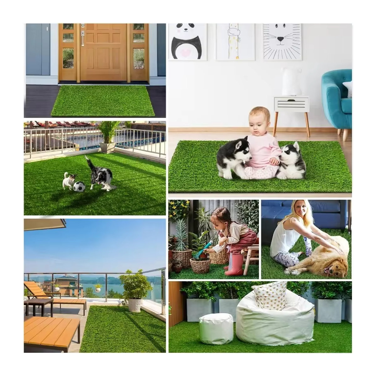 Kunstrasen-Teppich als dicker Outdoor-Teppich für Garten, Balkon und Hunde B/T: 60 x 40 cm - Bild 6