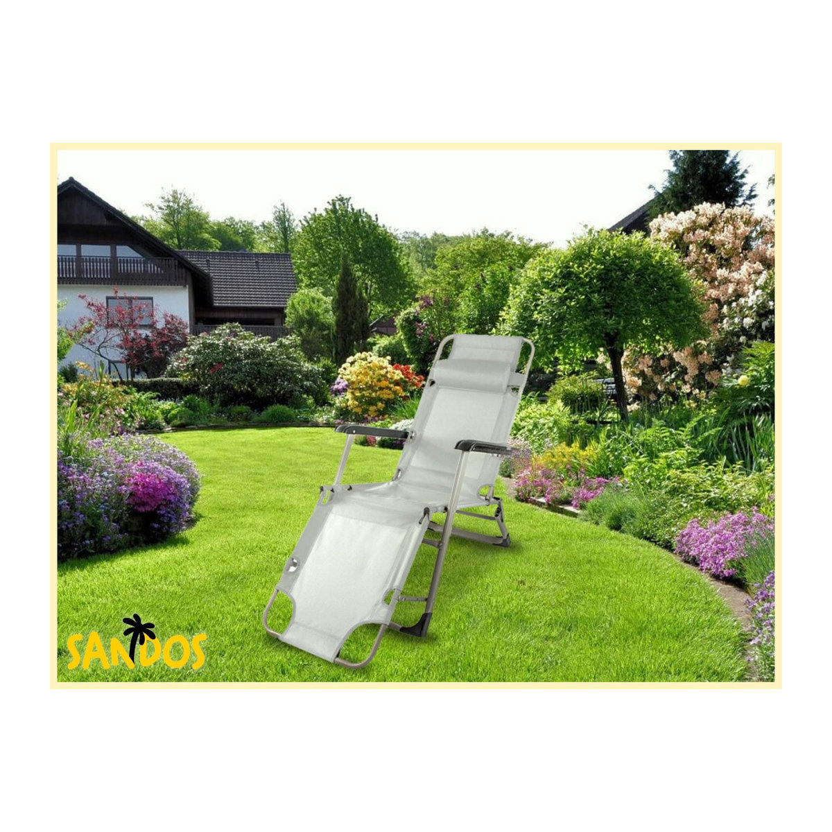 KUSENO Sonnenliege Faltbare Garten-Strandliege mit Kissen im Zero-Gravity-Design - Bild 2