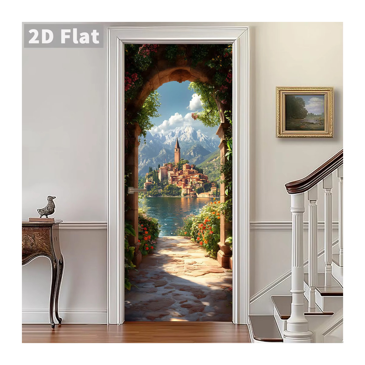KUUJOJO 3D selbstklebende Türaufkleber Stein Torbogenlandschaft aus PVC für Schlafzimmer, Badezimmer und Wohnzimmer - Bild 3