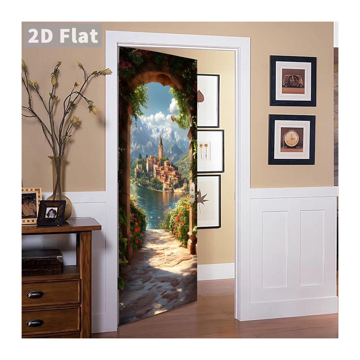 KUUJOJO 3D selbstklebende Türaufkleber Stein Torbogenlandschaft aus PVC für Schlafzimmer, Badezimmer und Wohnzimmer - Bild 4