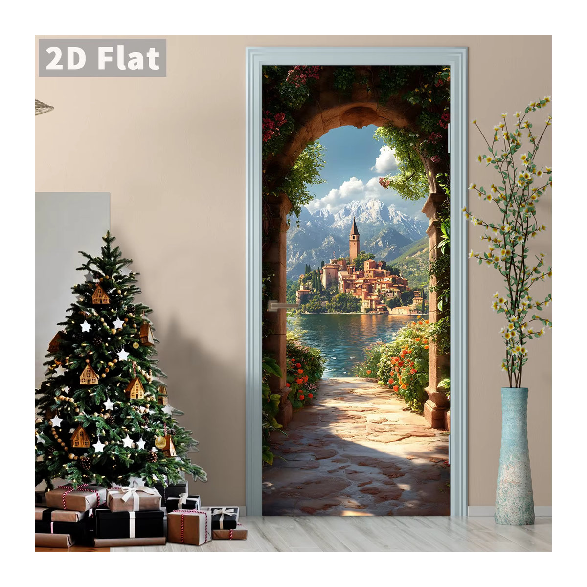 KUUJOJO 3D selbstklebende Türaufkleber Stein Torbogenlandschaft aus PVC für Schlafzimmer, Badezimmer und Wohnzimmer - Bild 5