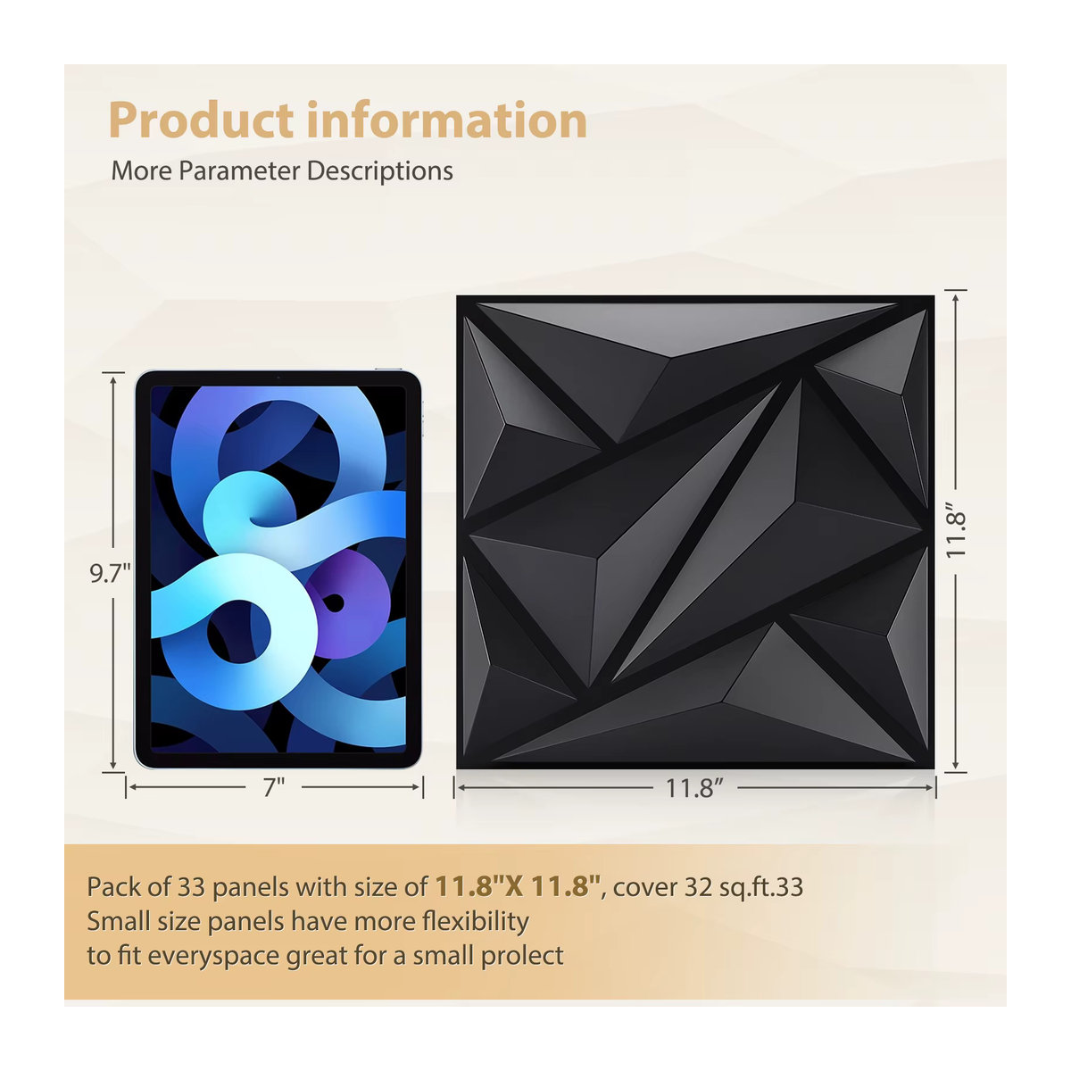 KUUJOJO 3D Wandpaneel in Schwarz mit geometrischem Design für die moderne Innenwanddekoration - Bild 2