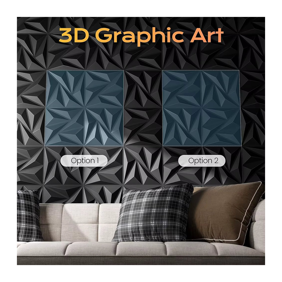 KUUJOJO Dekorative 3D-Wandpaneele aus PVC in geometrischem Design für die Innenwanddekoration, Weiß/Schwarz, 12er Packung - Bild 3