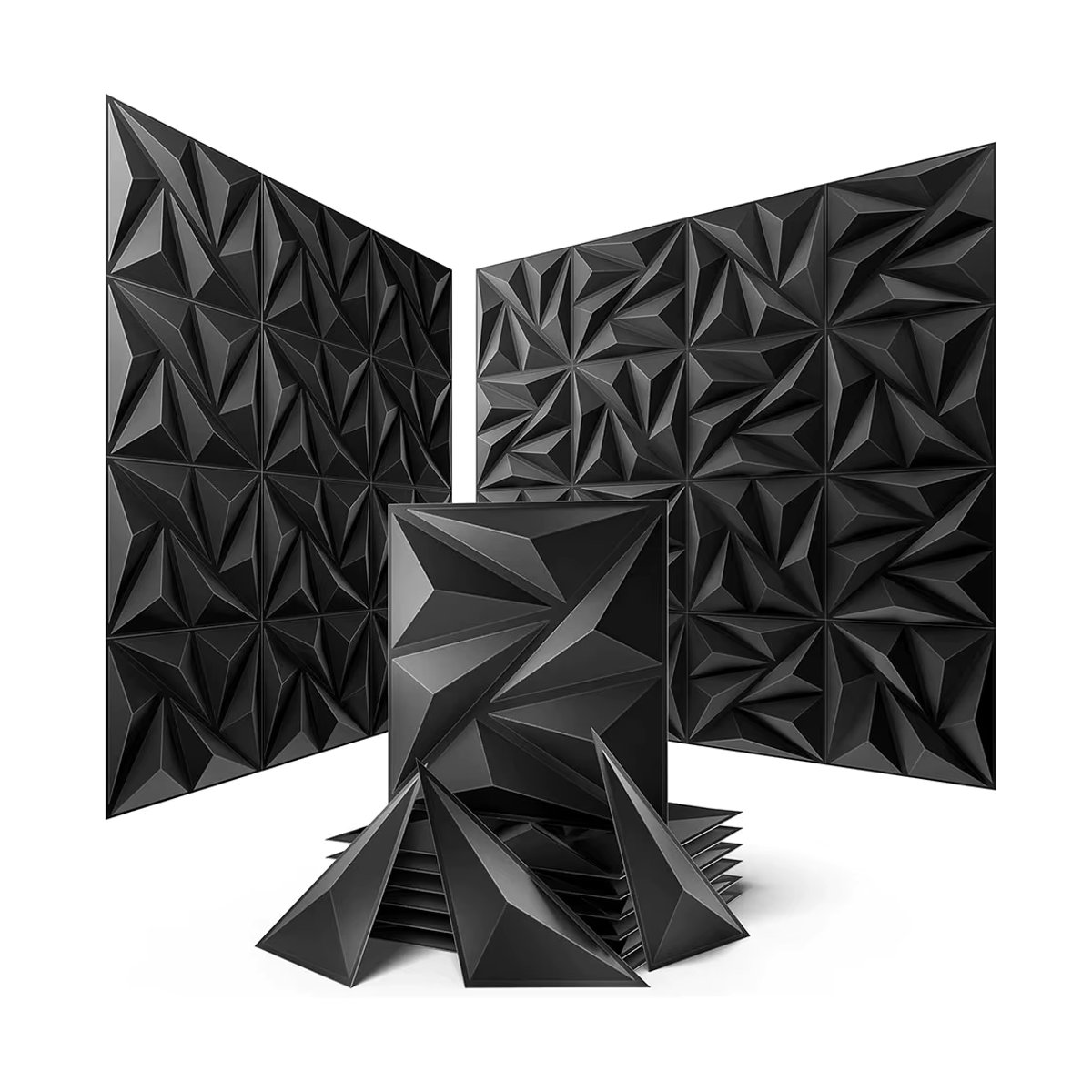 KUUJOJO Dekorative 3D-Wandpaneele aus PVC in geometrischem Design für die Innenwanddekoration, Weiß/Schwarz, 12er Packung - Bild 6