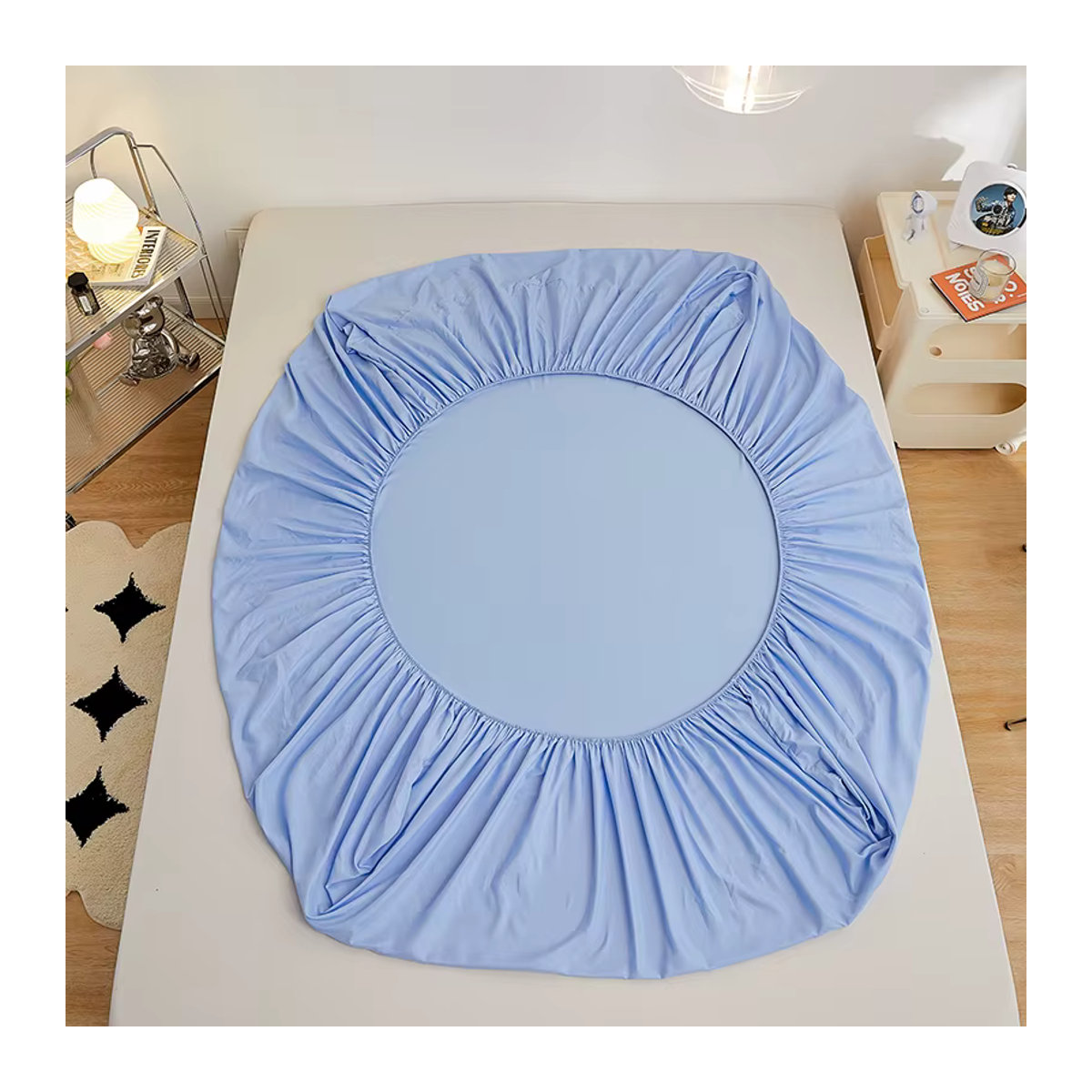 Kuup 3-teiliges Queen-Size-Bettwäsche-Set aus Polyester in Blau mit Spannbettlaken und Kissenbezügen - Bild 3