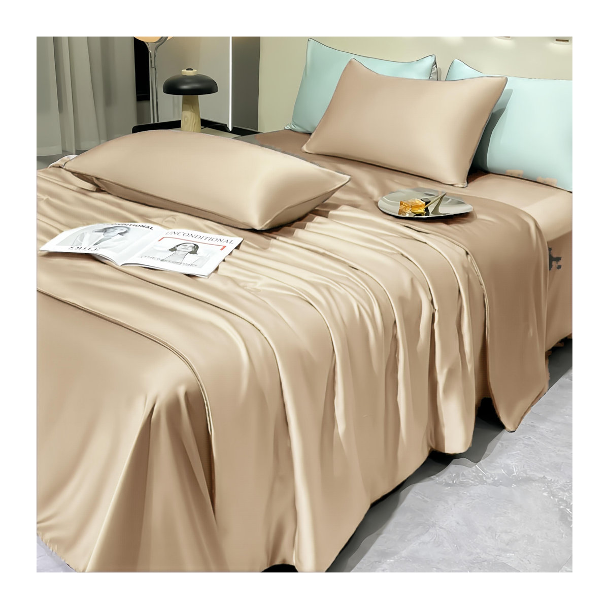Kuup Bettwäsche Set aus Satin mit glatter Oberfläche, King Size Bettbezug in verschiedenen Farben, B/H: 135 x 200 cm - Bild 1