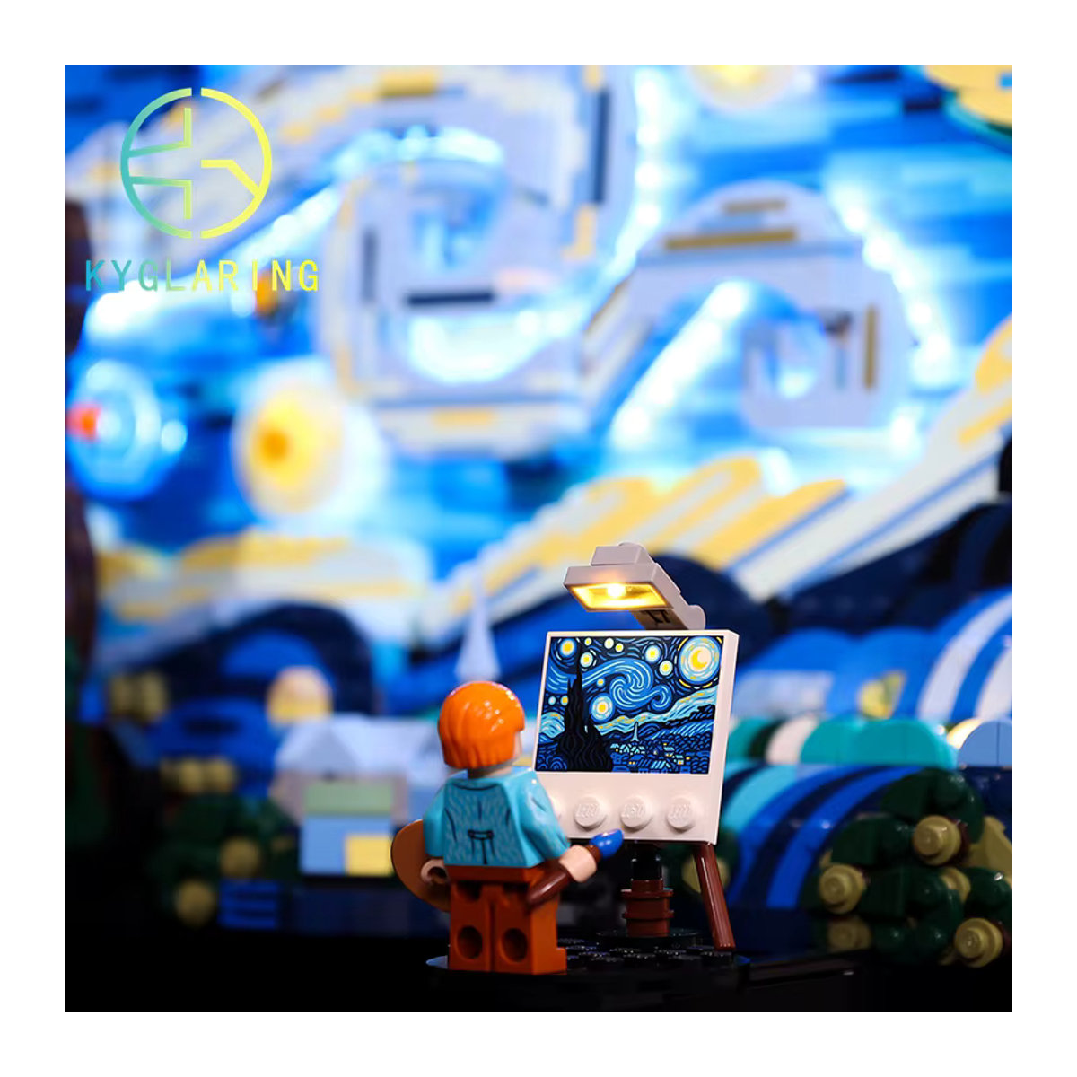 Kyglaring LED-Beleuchtungsset für Vincent Van Gogh Die Sternennacht 21333, Blau, DIY-Spielzeug aus Kunststoff - Bild 2