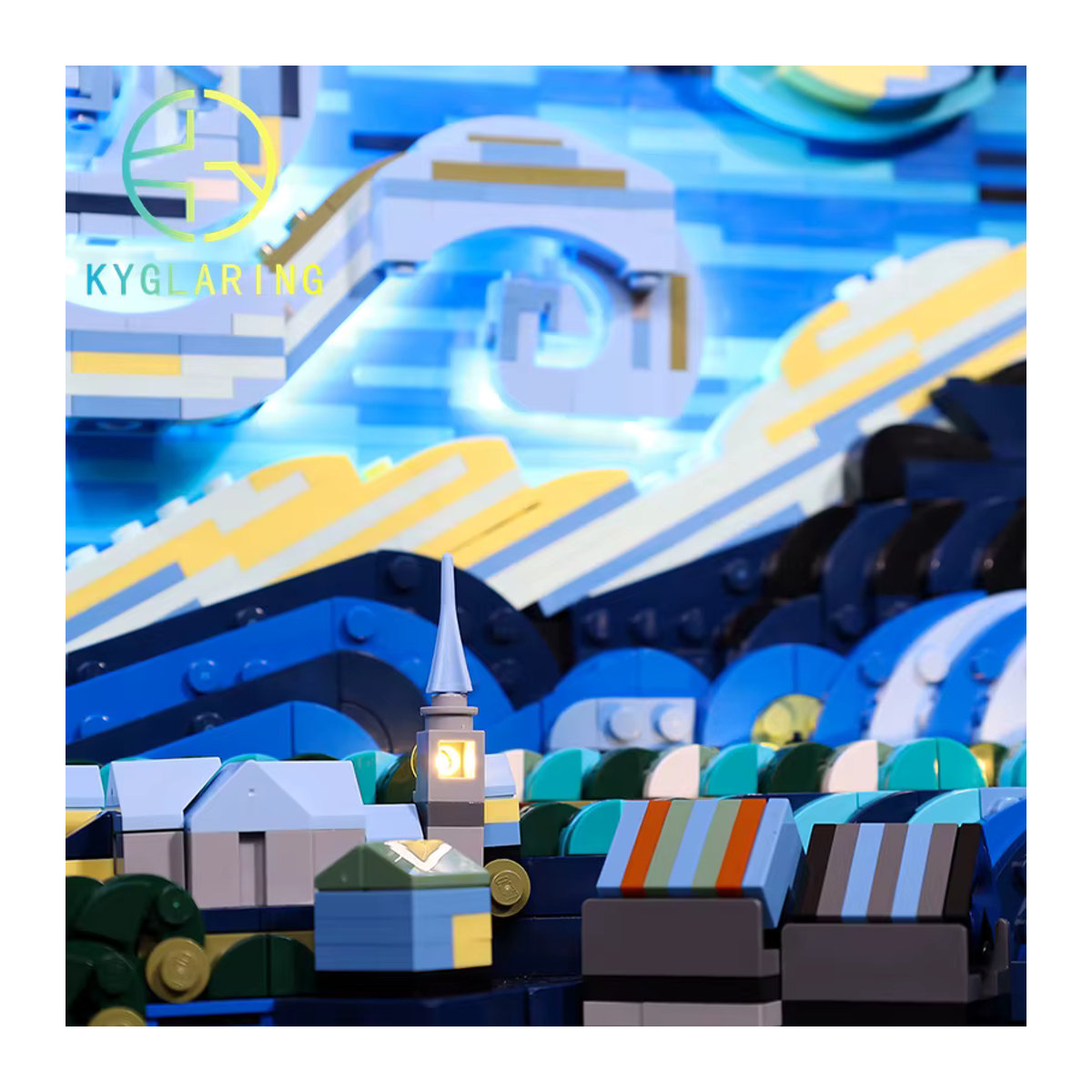 Kyglaring LED-Beleuchtungsset für Vincent Van Gogh Die Sternennacht 21333, Blau, DIY-Spielzeug aus Kunststoff - Bild 3