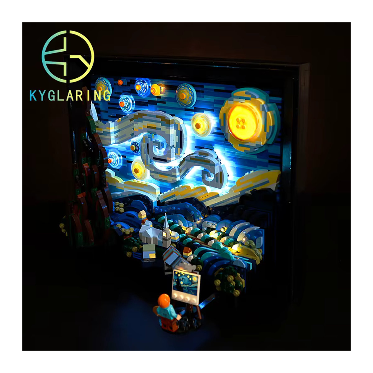 Kyglaring LED-Beleuchtungsset für Vincent Van Gogh Die Sternennacht 21333, Blau, DIY-Spielzeug aus Kunststoff - Bild 5
